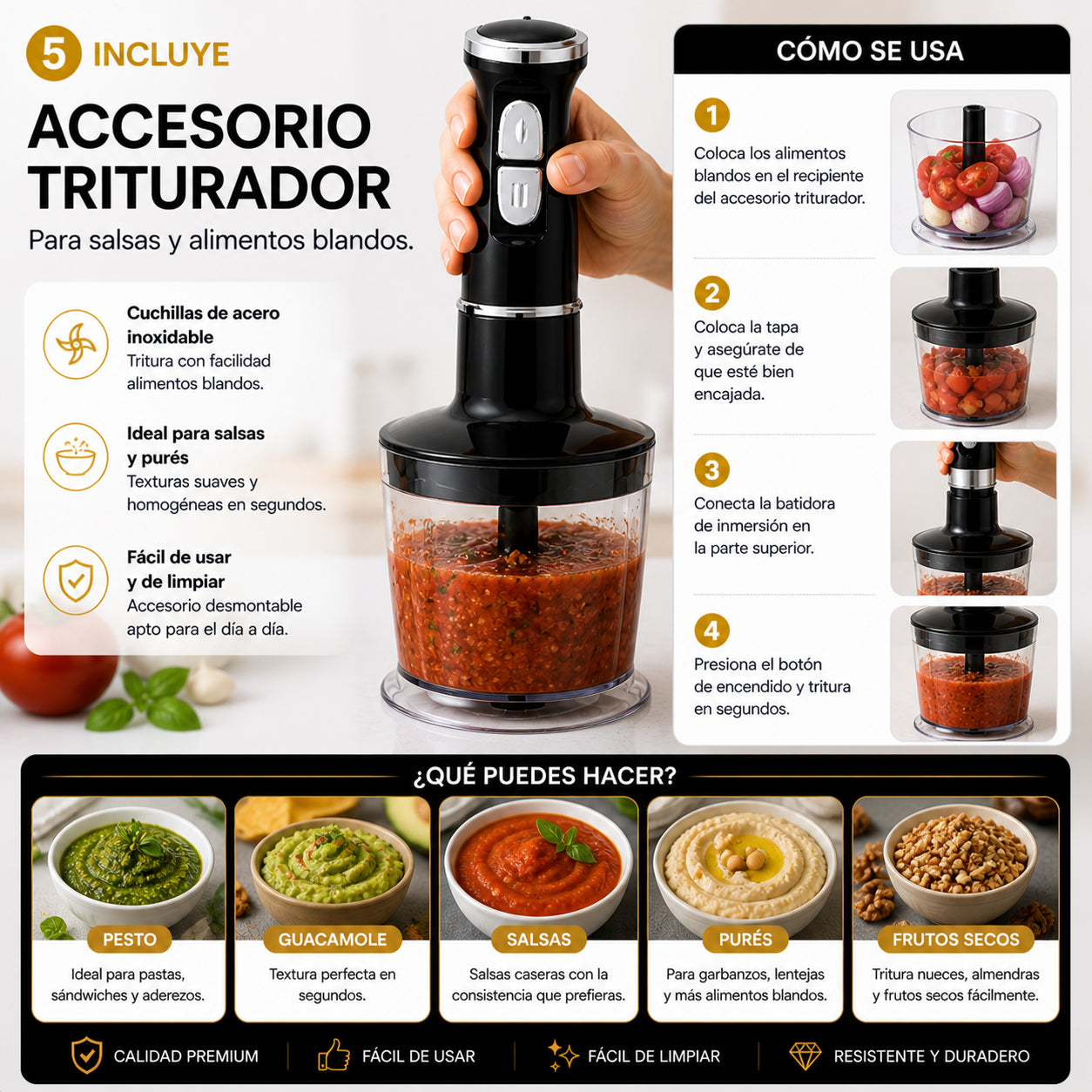 ChefMaster 5 en 1 – Todo lo que necesitas para cocinar como un profesional + 100 recetas GRATIS