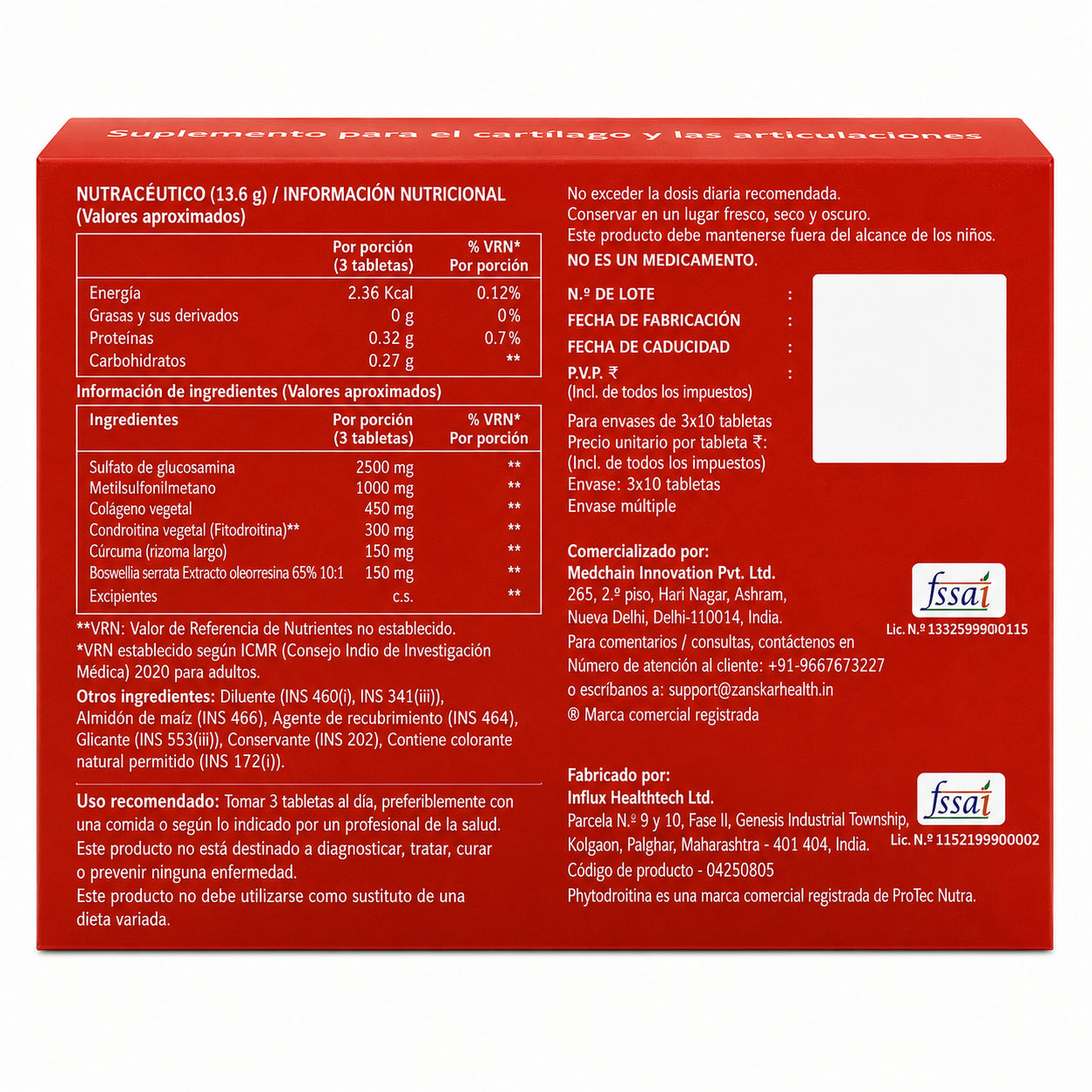 Zanskar®- Suplemento para el soporte del cartílago y las articulaciones