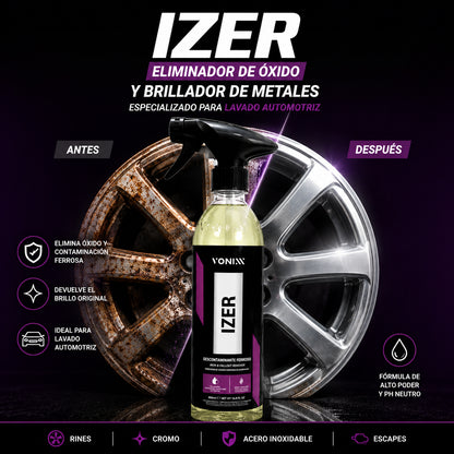 IZER Pro™ Elimina el óxido de motores y rines en menos de 2 minutos, sin rayar
