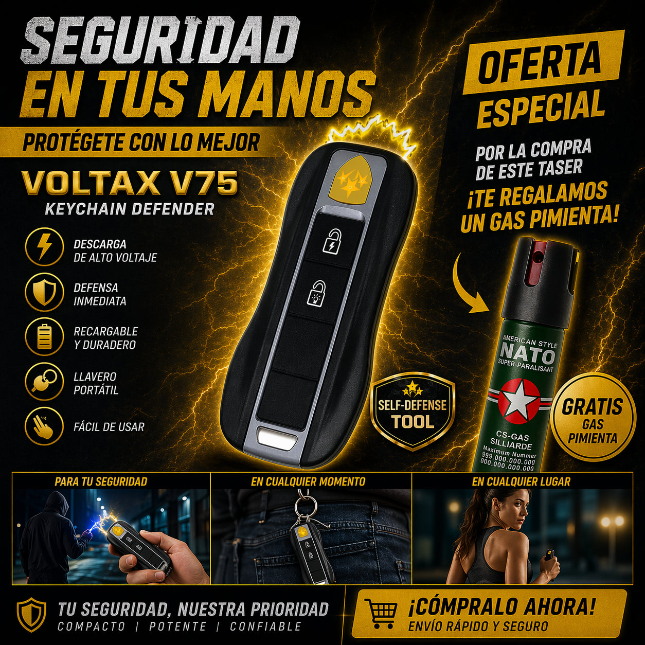 VolTaxv75™ protege tu seguridad 2X1 (GAS PIMIENTA GRATIS)