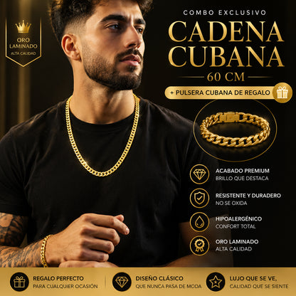 Kit Estilo Urbano™ — Cadena + Pulsera Oro Laminado 18K para Hombre