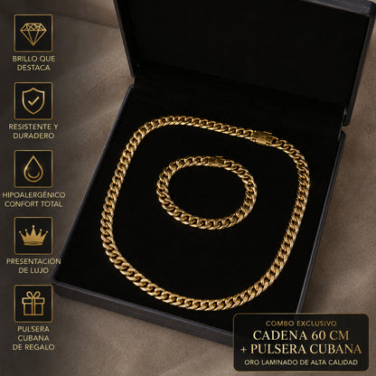 Kit Estilo Urbano™ — Cadena + Pulsera Oro Laminado 18K para Hombre