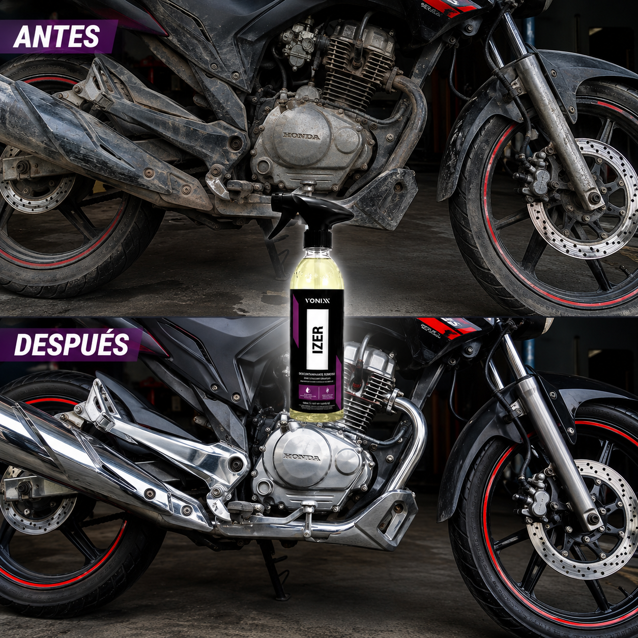IZER Pro™ Elimina el óxido de motores y rines en menos de 2 minutos, sin rayar